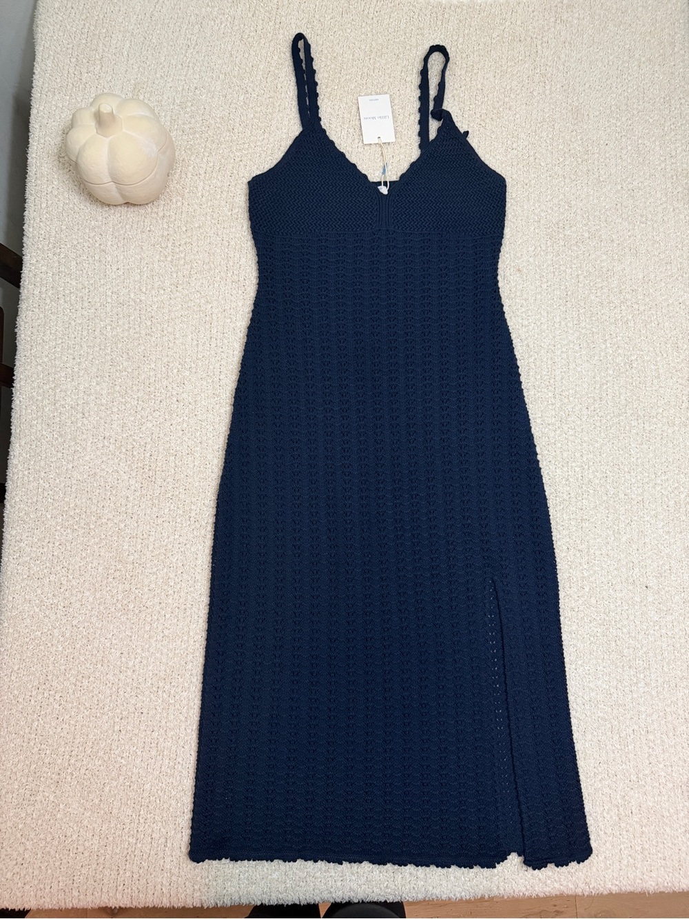 Women’s Navy Knit Slip Dress with Spaghetti Straps - Aritzia Little Moon